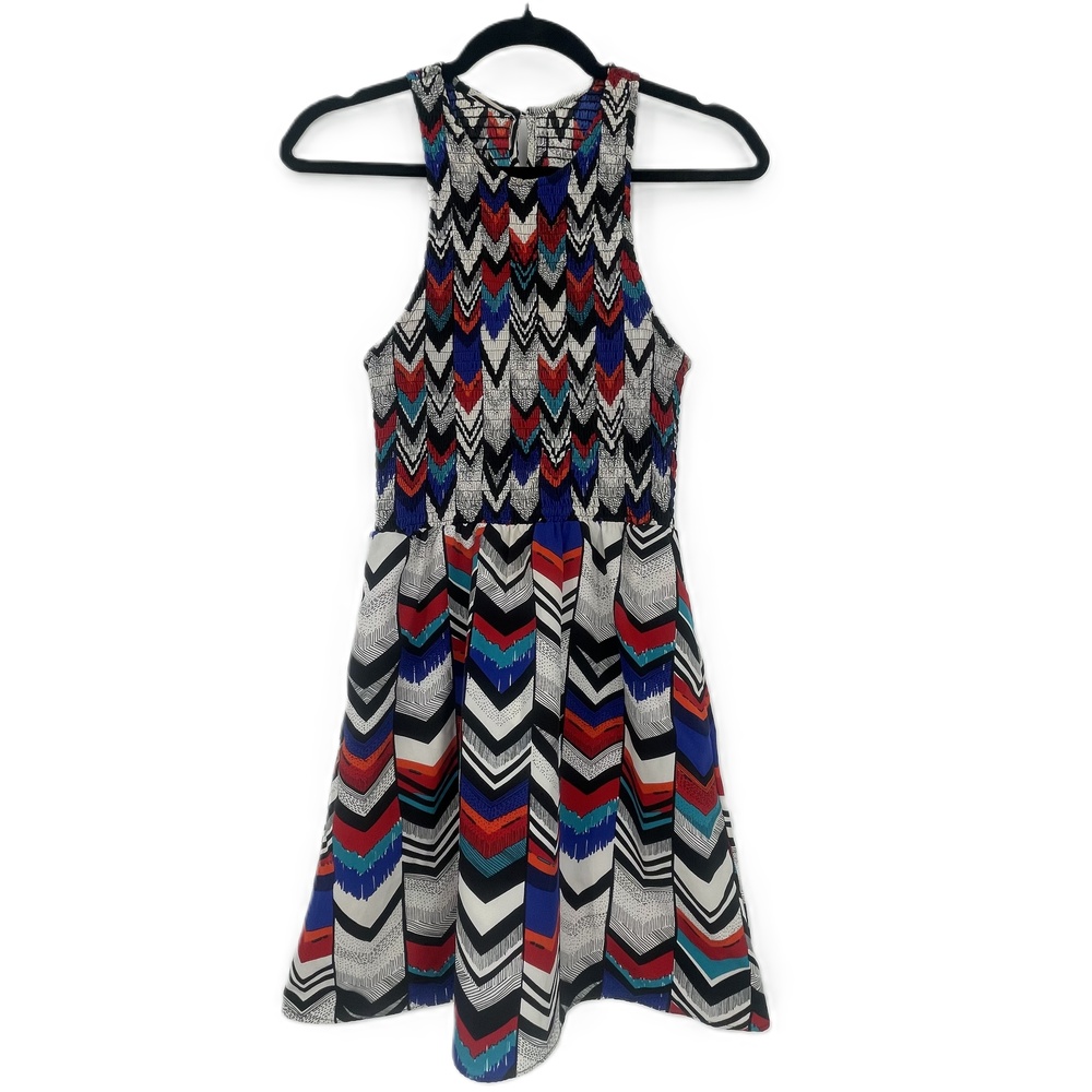 Dolce Vita Womens Sleeveless Smocked Chevron Empire Waist A-Line Dress Small